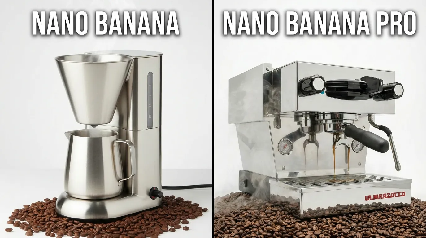 A high-resolution, studio-quality image of a stainless steel coffee maker surrounded by fresh coffee beans and steam on a white background.