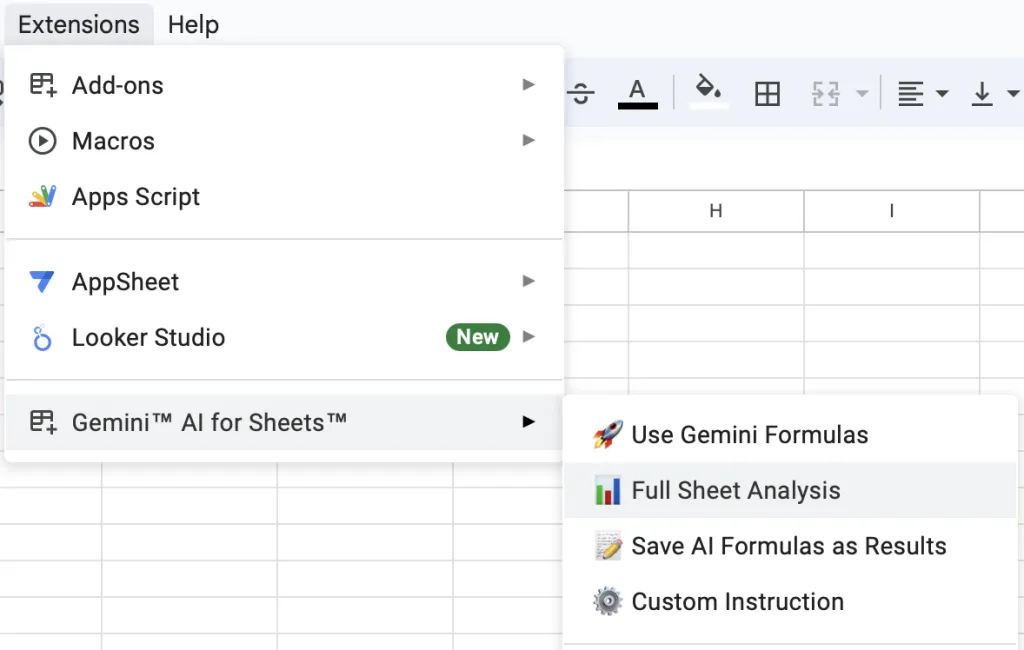Open Sheet Agent in Google Sheets